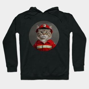 Brave Firefighter Cat – Funny Rescue Cat Design Hoodie